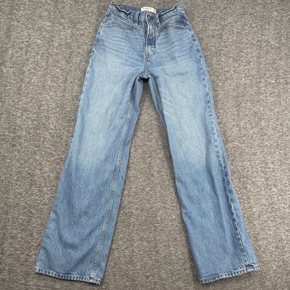 Abercrombie Fitch The Loose High Rise Jeans Womens 24 00R Yoke Front Medium Wash